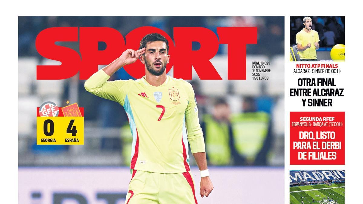 Esta es la portada de SPORT de hoy domingo, 16 de noviembre de 2025