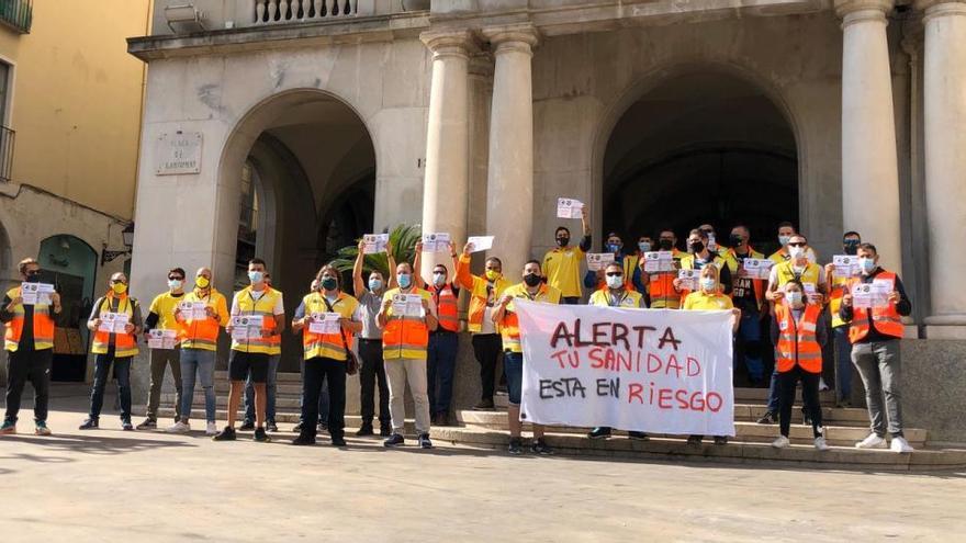 Manifestació del personal de transport sanitari