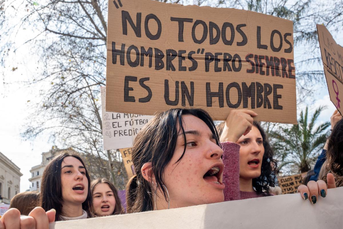 Una de las manifestaciones del 8M de  este domingo en Sevilla.