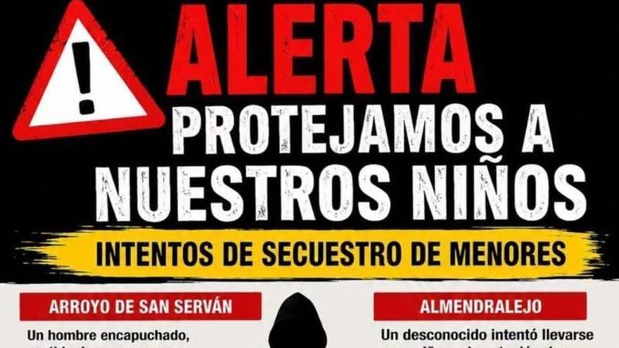 Ojo a las falsas alertas que circulan en redes tras dos supuestos intentos de secuestro de menores en Extremadura