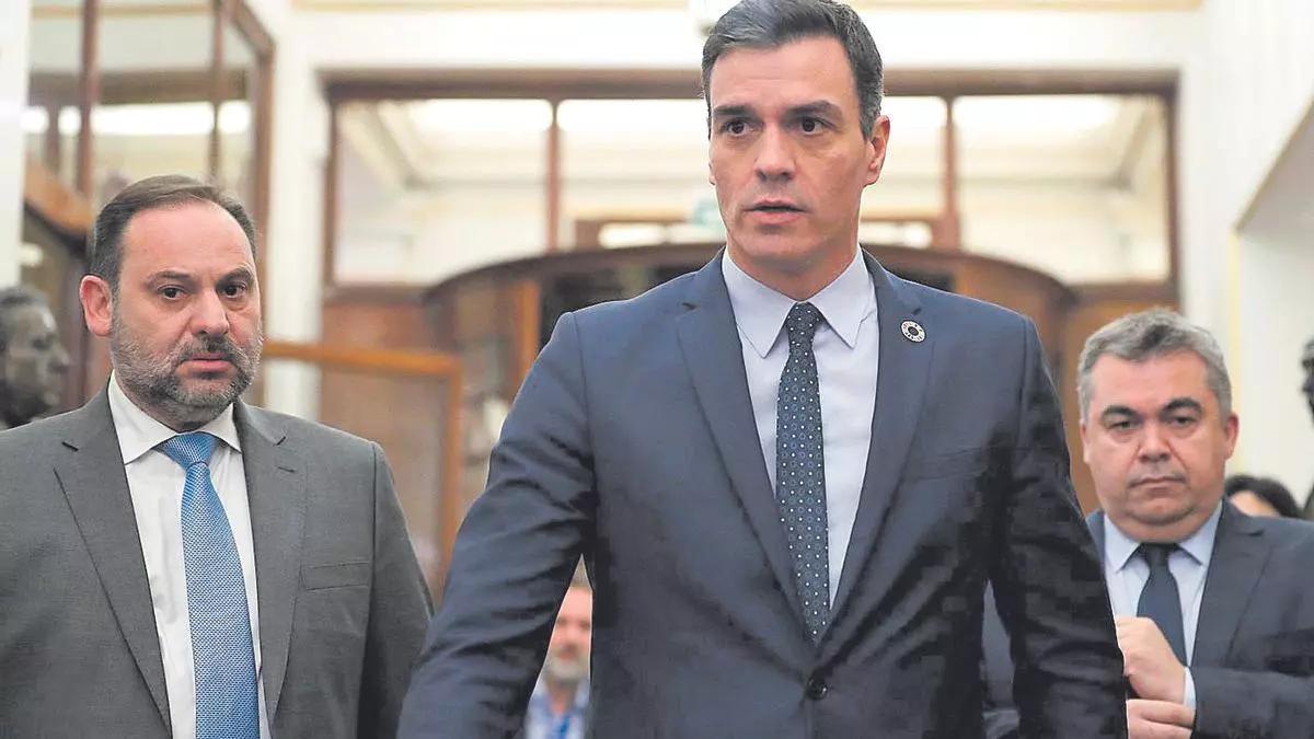 José Luis Ábalos, Pedro Sánchez y Santos Cerdán.