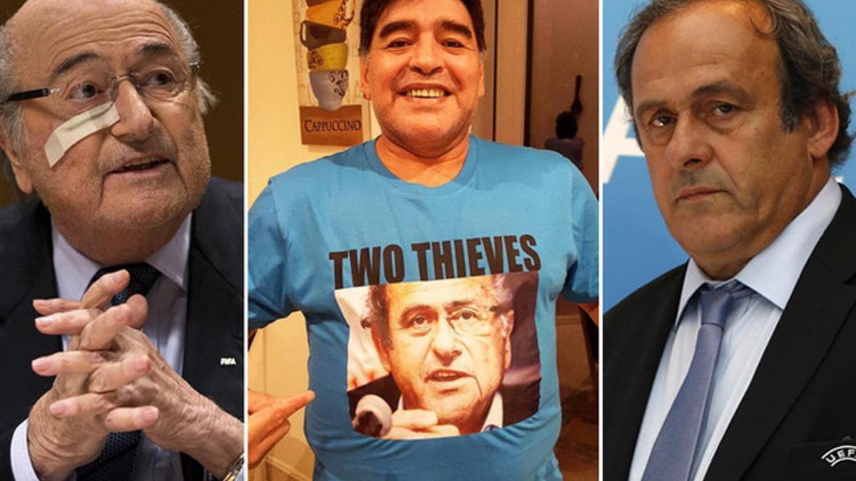 Maradona se 'acordó' una vez más de Blatter y Platini