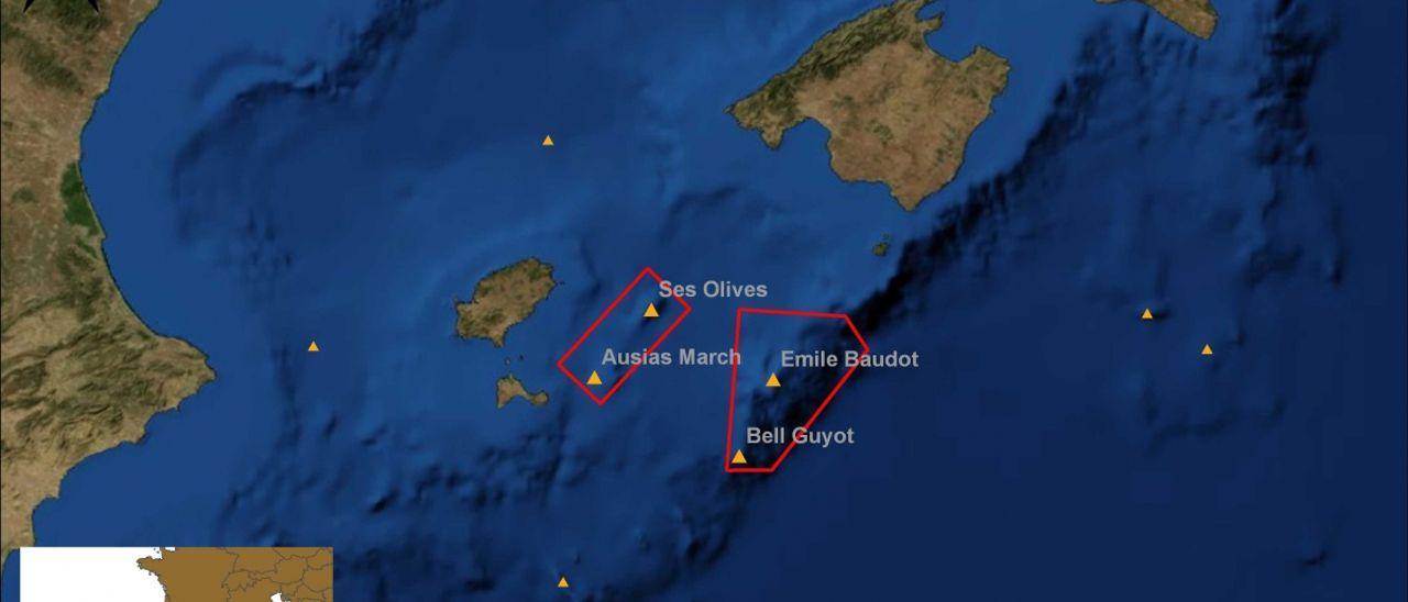 Las montañas del Canal de Mallorca en un mapa elaborado por Oceana.