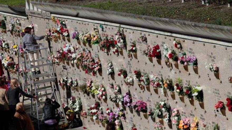 Nichos en el cementerio municipal de Deva el pasado día de Difuntos.