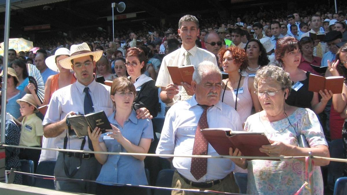 Un acto de los Testigos de Jehová en Barcelona, en una imagen de archivo.