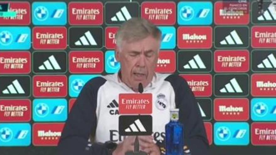 Ancelotti sobre Vini: "Vinícius ha entrenado muy bien y mañana va a entrar en la convocatoria"