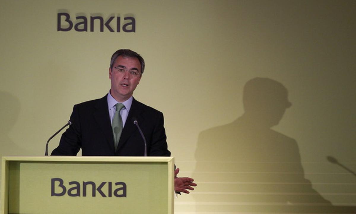 El director general de BFA-Bankia, José Sevilla, durant la presentació de resultats, aquest dijous a València.