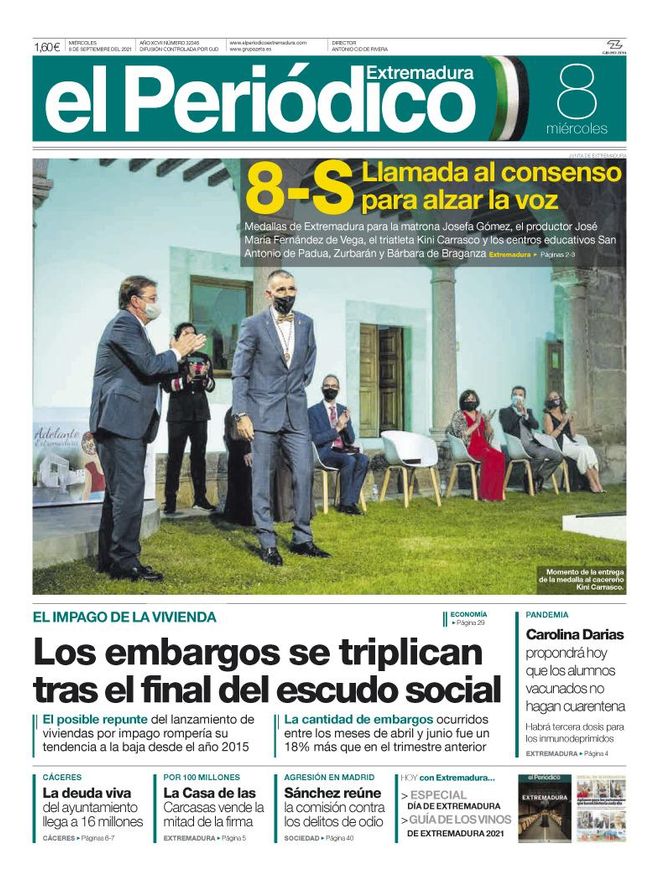 Consulta la portada correspondiente al día 8 de septiembre del 2021