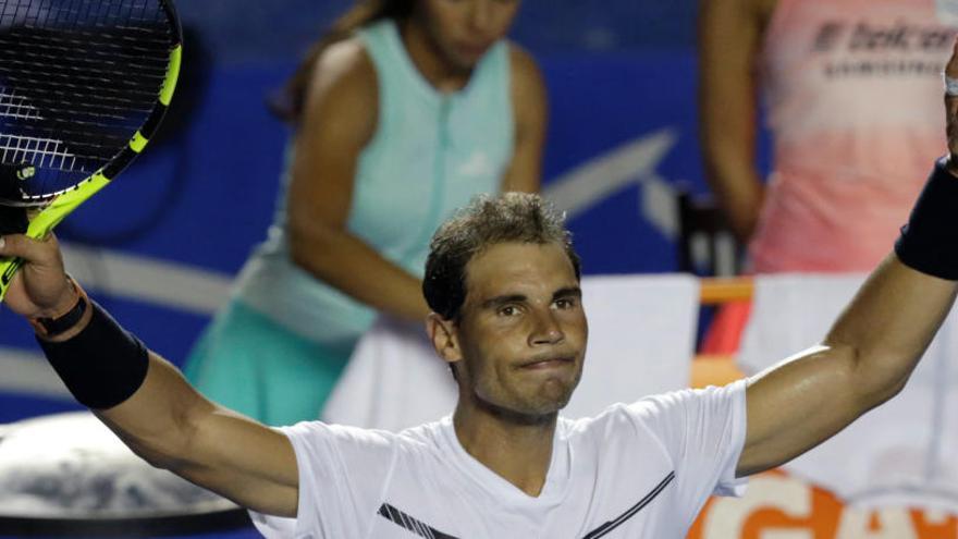 Nadal celebra su victoria ante Lorenzi.