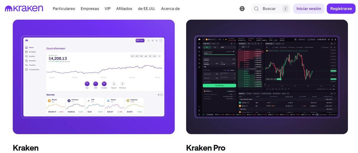 Una imagen de la plataforma Kraken.