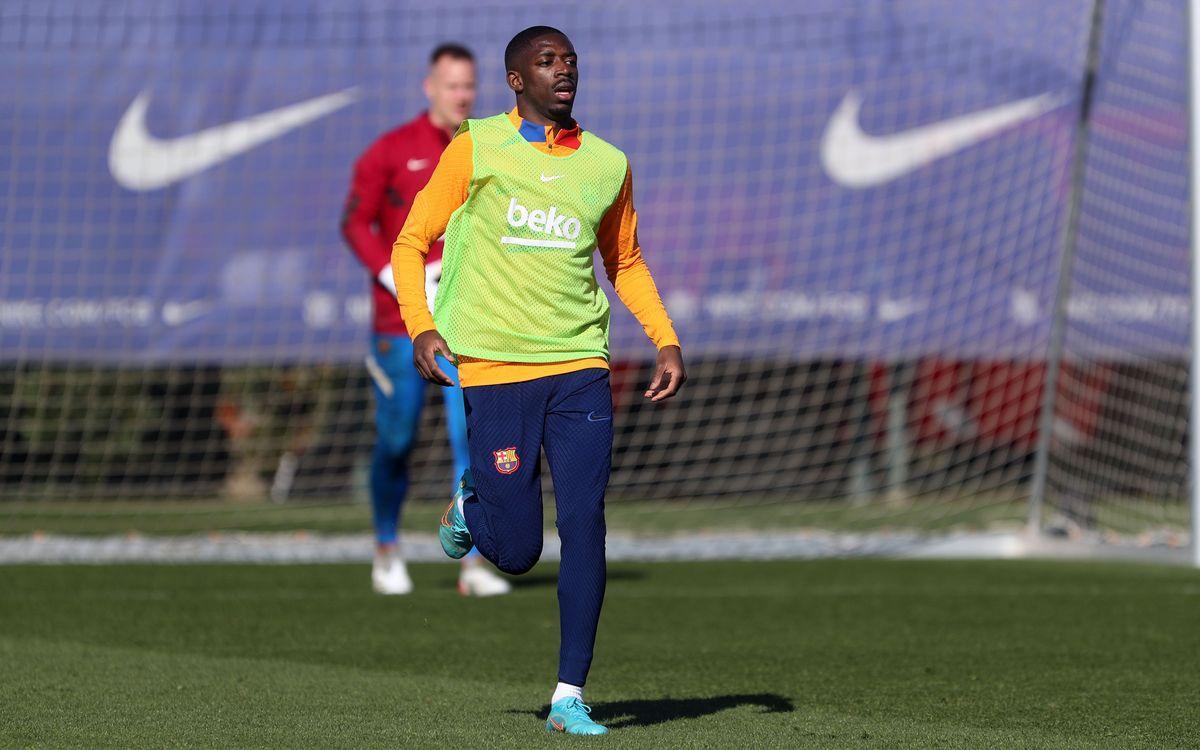 Dembélé, en un entrenamiento del Barça en la ciudad deportiva de Sant Joan Despí.