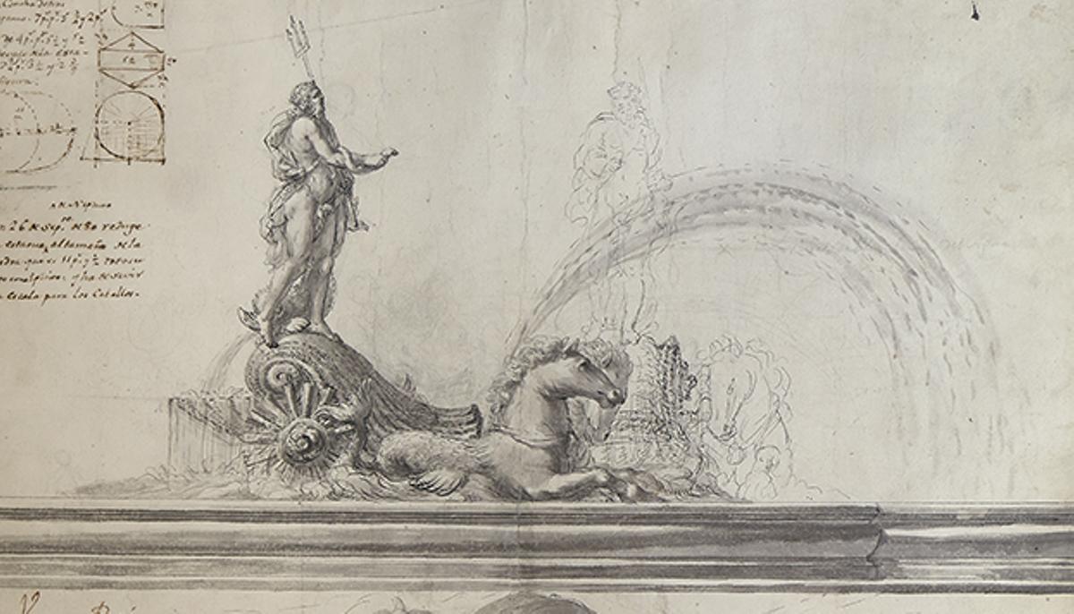 Planos originales de la fuente de Neptuno
