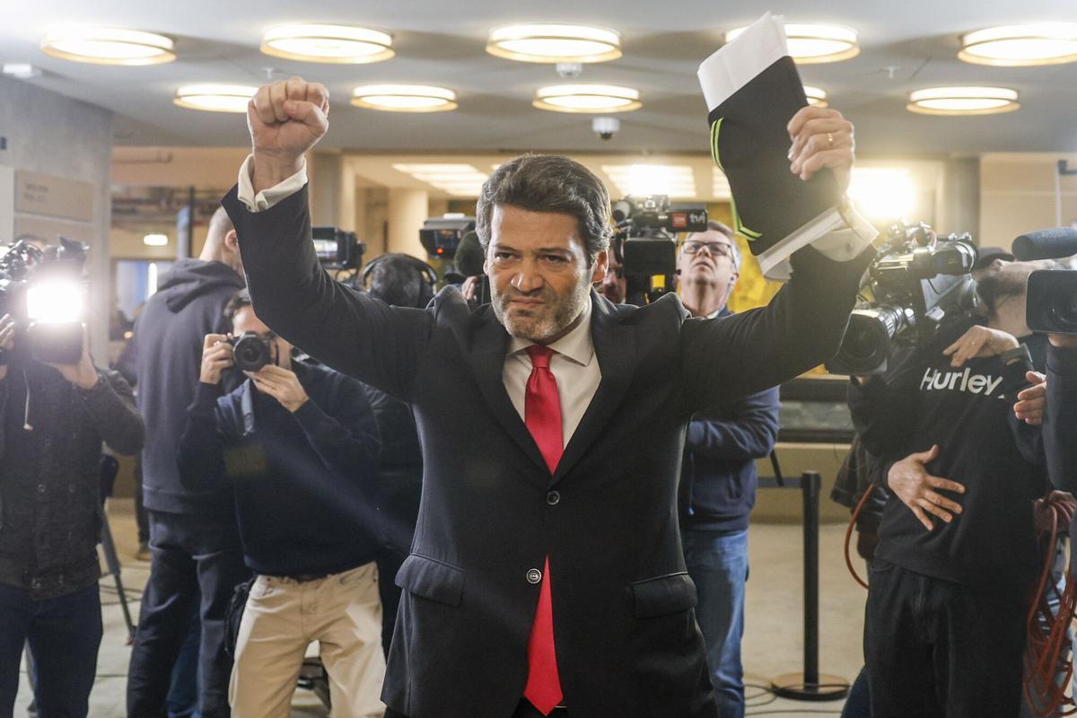 El líder de Chega, André Ventura, el pasado 27 de enero a su llegada a un debate televisivo.