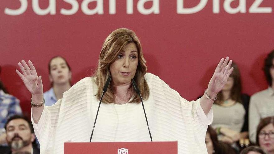 Susana Díaz, ayer, en Palma de Mallorca. // Efe