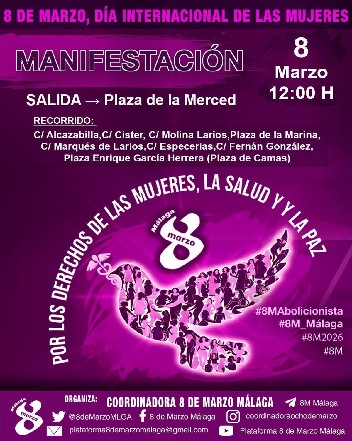 La manifestación partirá desde la Plaza de la Merced.