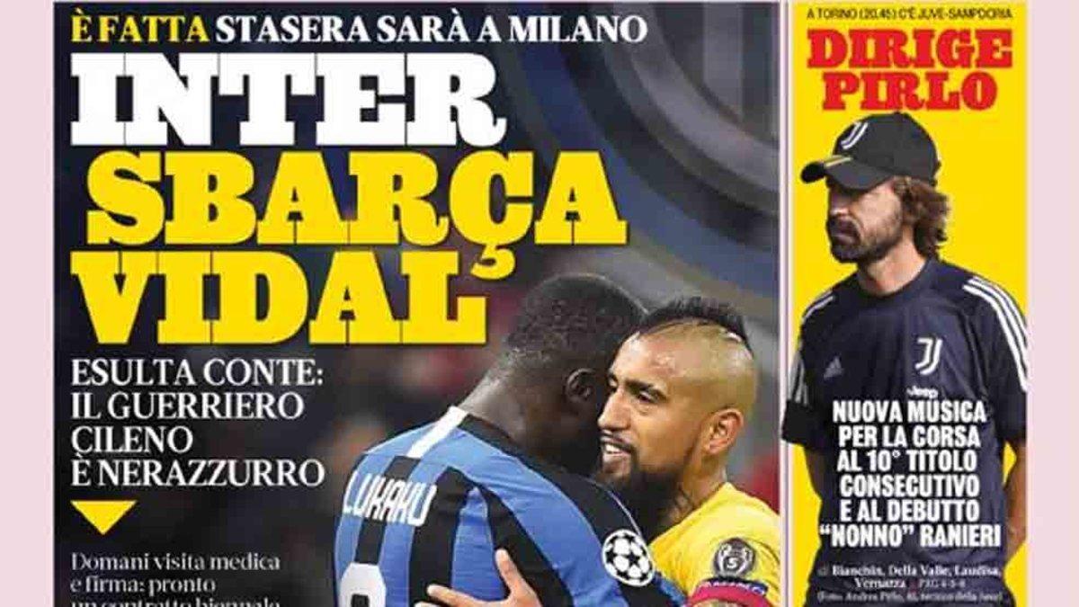 La portada de la Gazzetta donde aparece Arturo Vidal