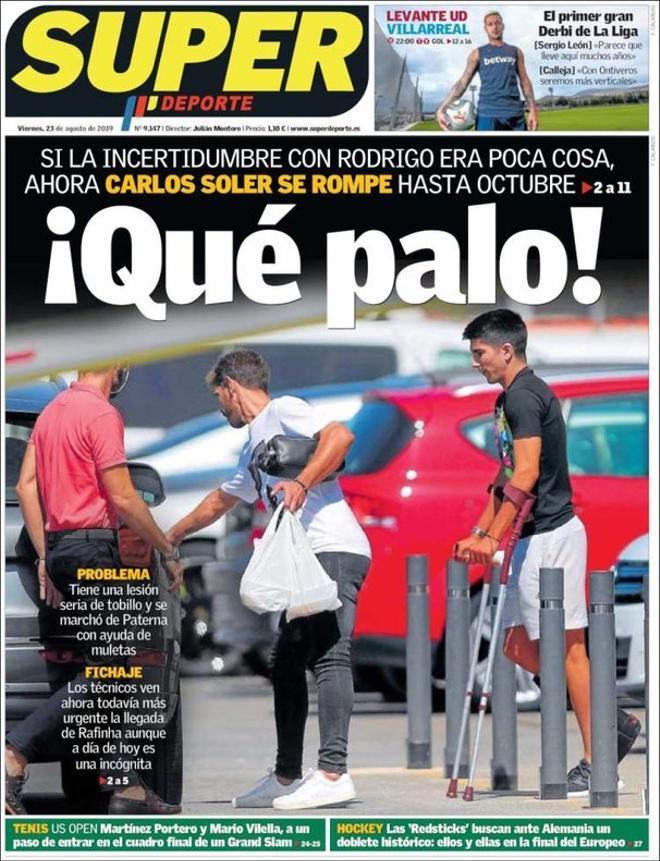 Portada de Superdeporte del 23 del agosto de 2019