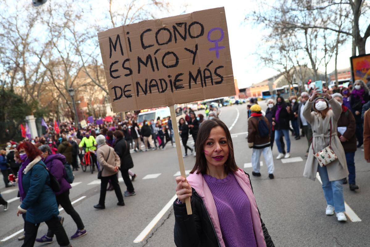 Imágenes de la manifestación del 8M en Madrid.