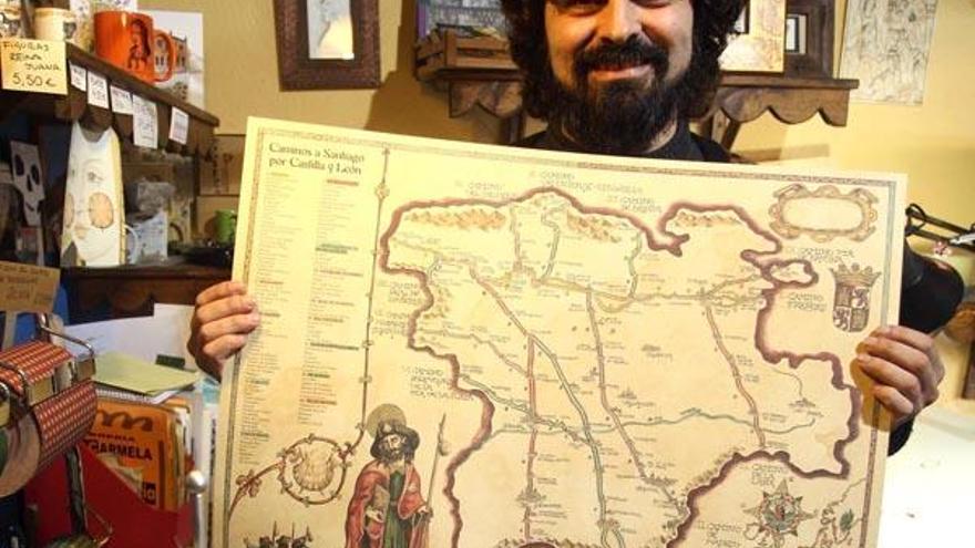 El toresano Carlos Adeva recrea en estilo medieval el Mapa de los Caminos a Santiago por Castilla y León para conmemorar el Jacobeo 2010