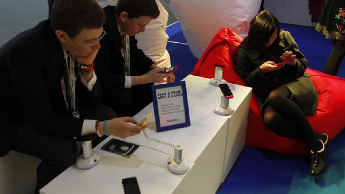 Estand de Nokia en el Mobile World Congress, este lunes en Barcelona.