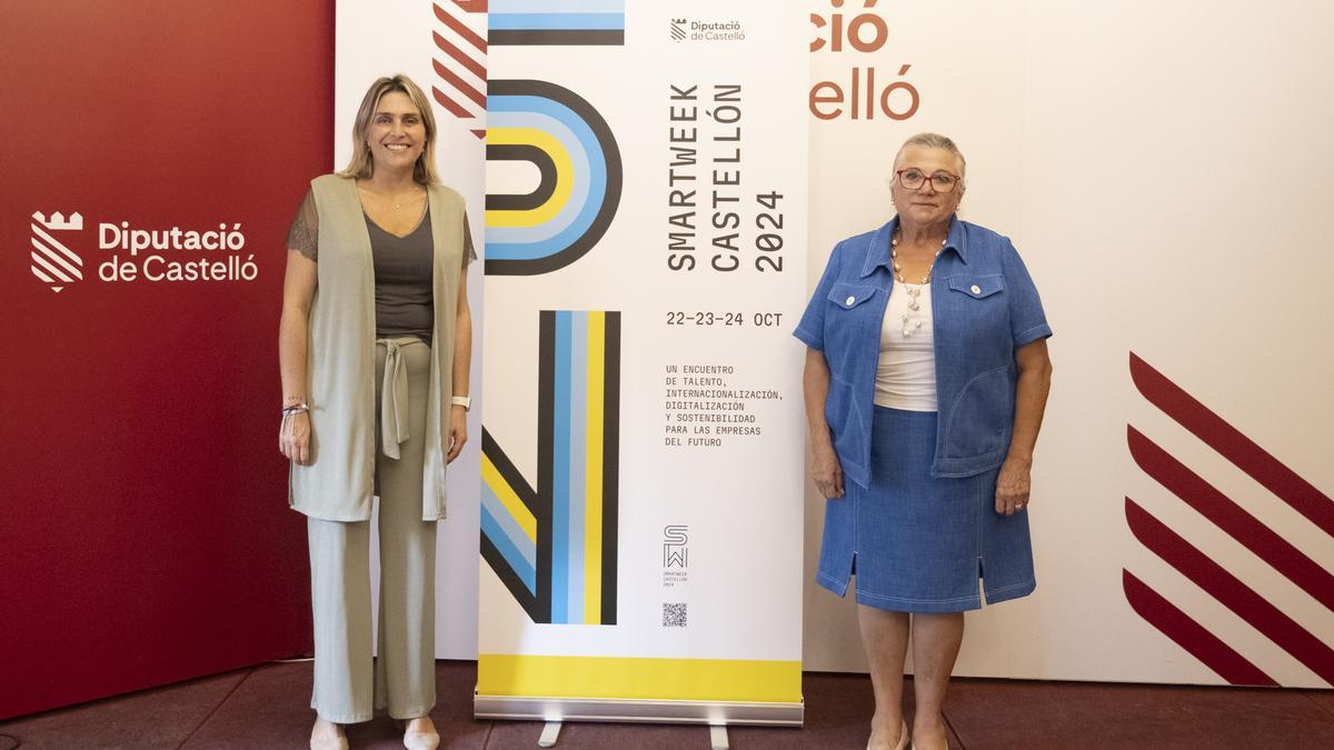 La presidenta de la Diputació, Marta Barrachina, amb la presidenta de la Cambra de Comerç, María Dolores Guillamón.
