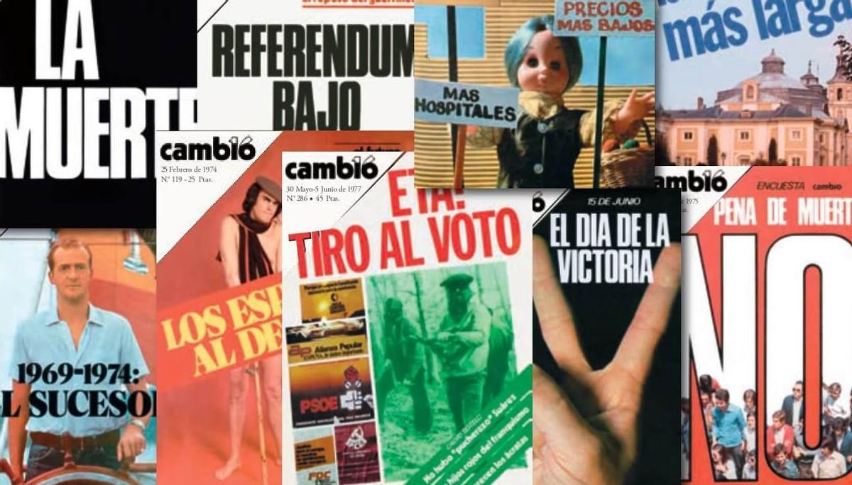 Algunas de las portadas que 'Cambio16' editó desde 1971.