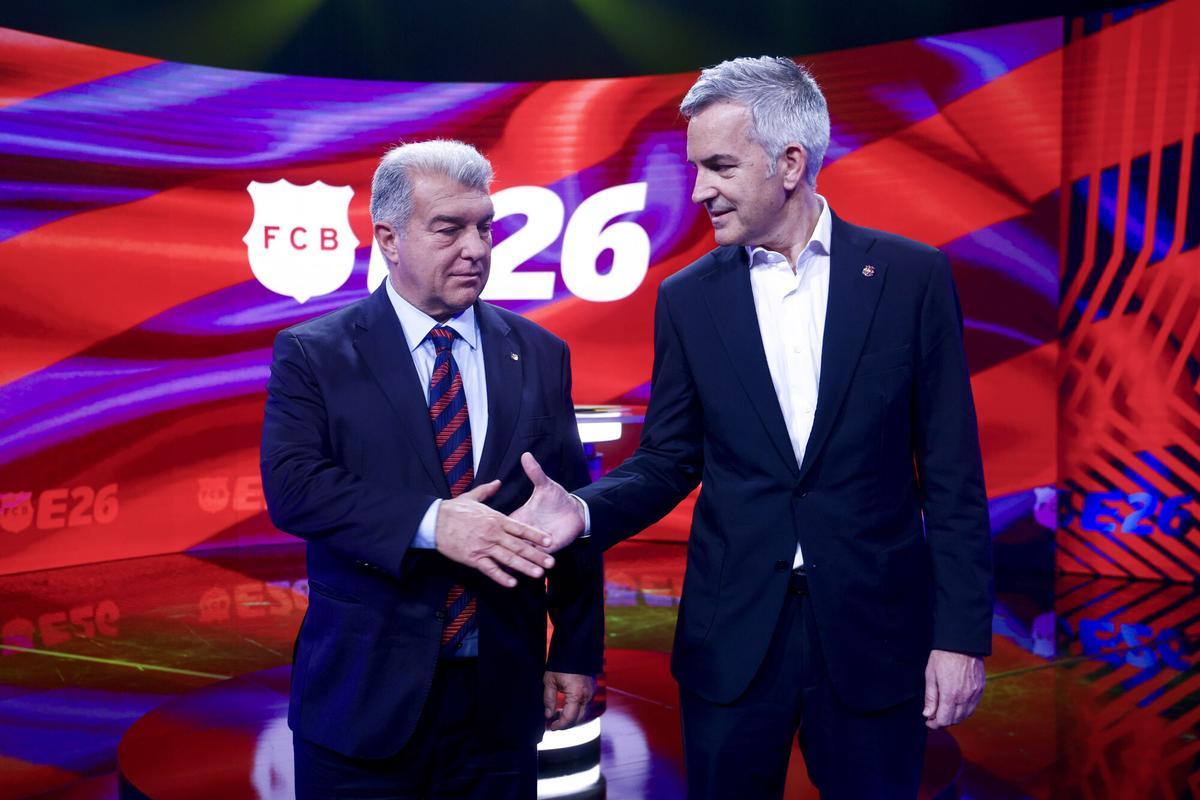 Laporta y Font se dan la mano antes del debate de TV3