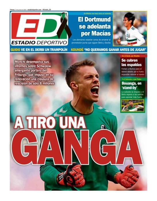 Portada ESTADIO DEPORTIVO viernes 5 junio 2020