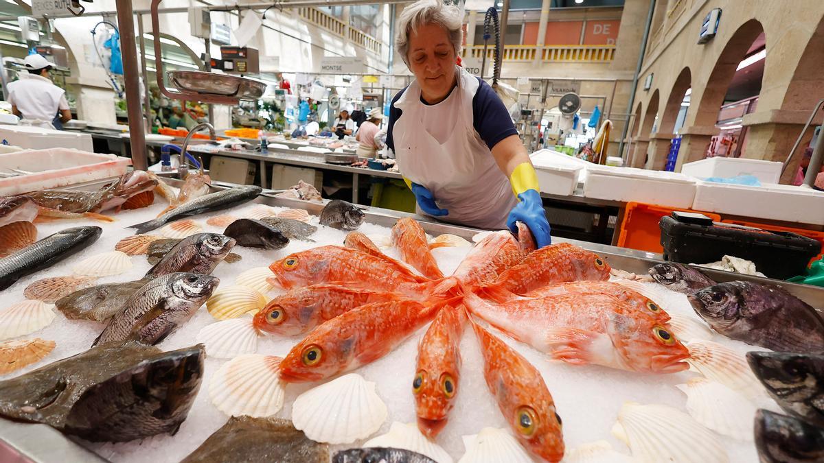 Pescadera, en el mercado de Pontevedra.