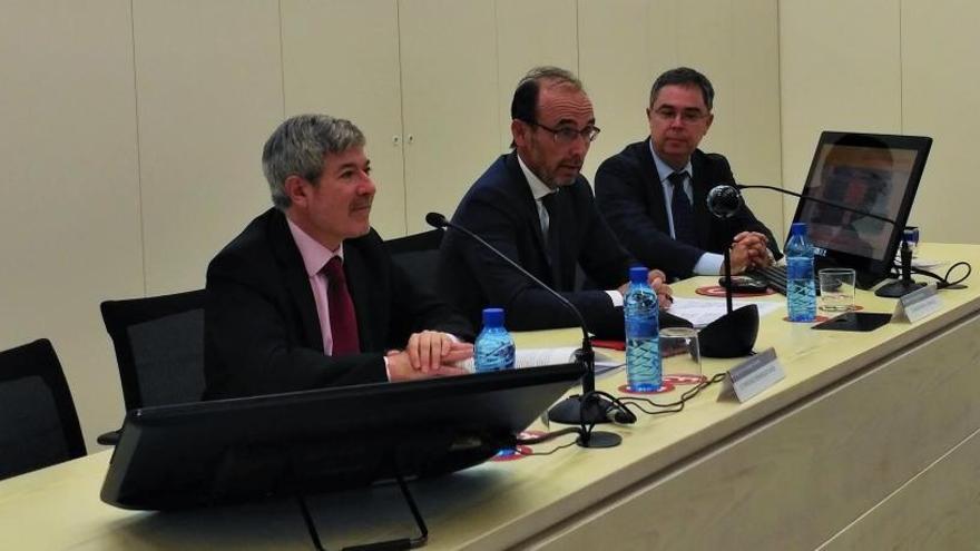 Marín, en el centro, junto a representantes del Colegio de Economistas de Alicante