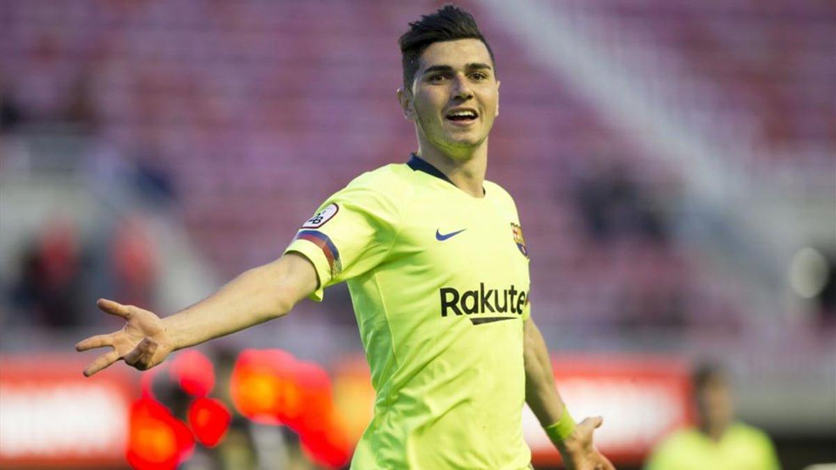 Rafa Mújica, en el Mini Estadi con el Barça B