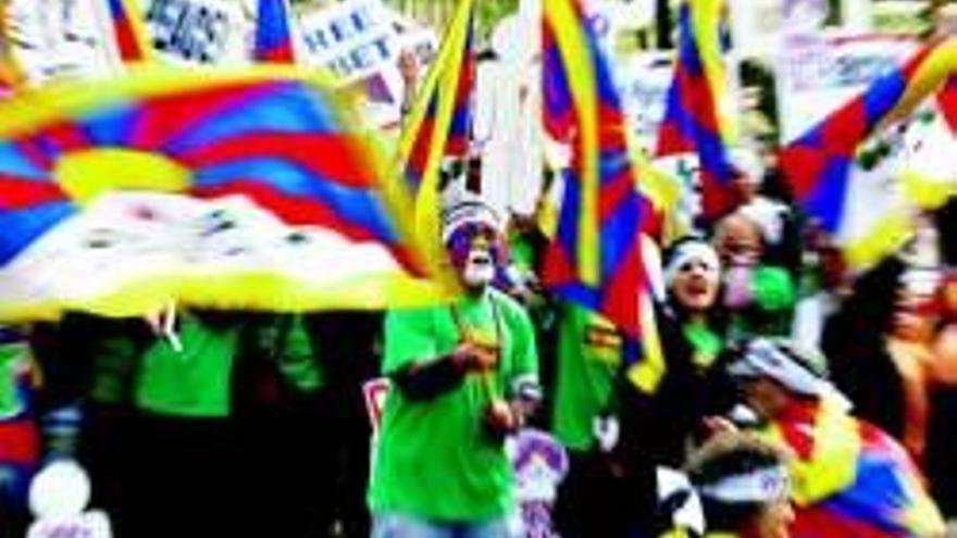 Marcha de protesta en Madrid en apoyo de los tibetanos