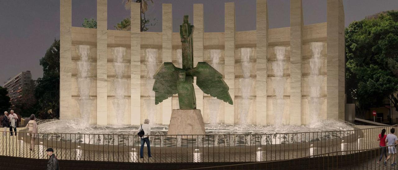 Proyecto con la opción que incluye la escultura realizada para exaltar al dictador.