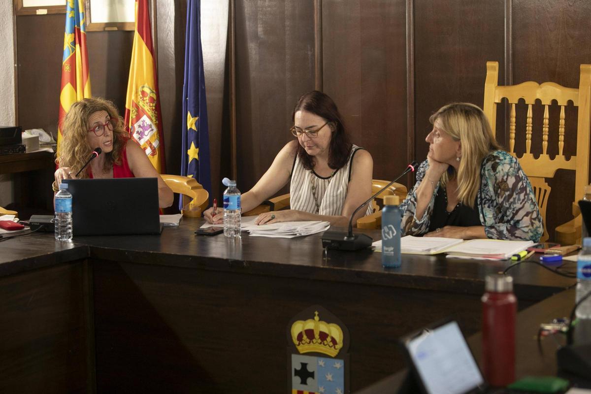 Vilar hablando con la alcaldesa en un pleno .