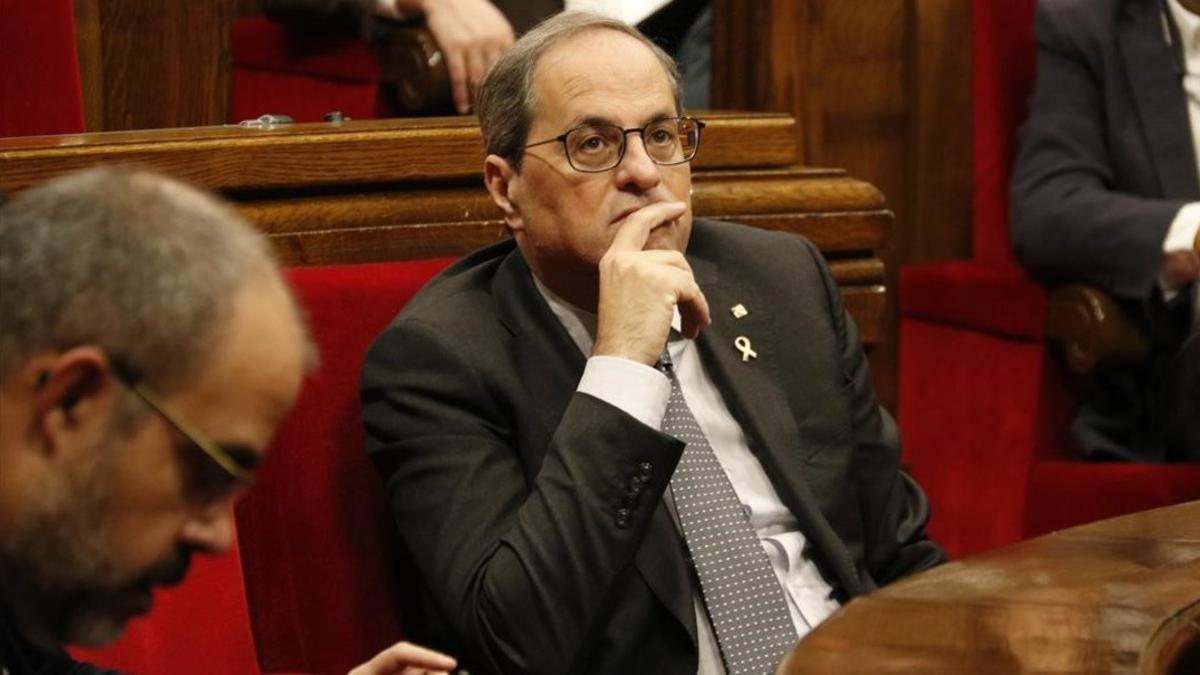 Quim Torra, en el pleno del Parlament