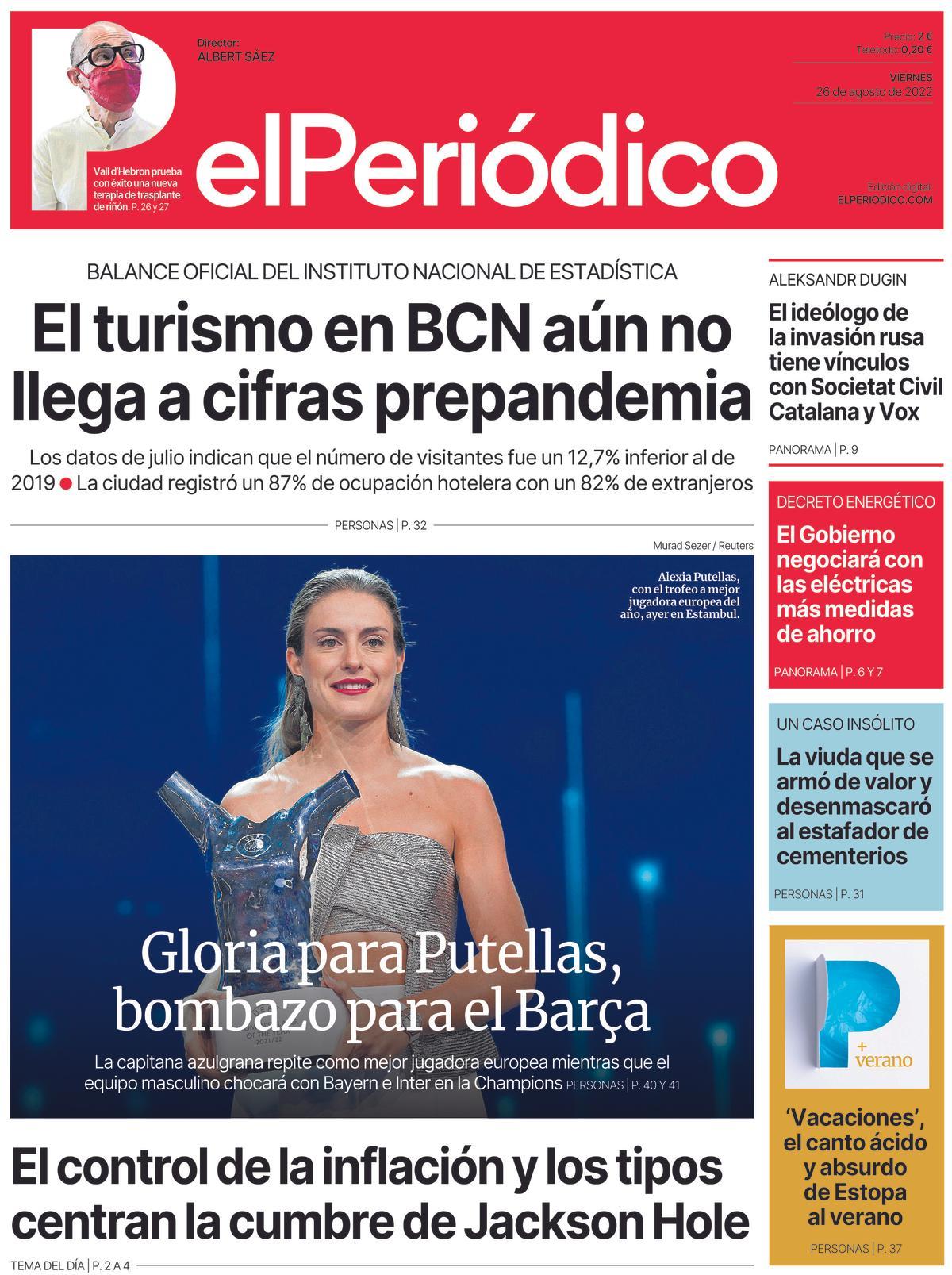 La portada d’EL PERIÓDICO del 26 d’agost del 2022