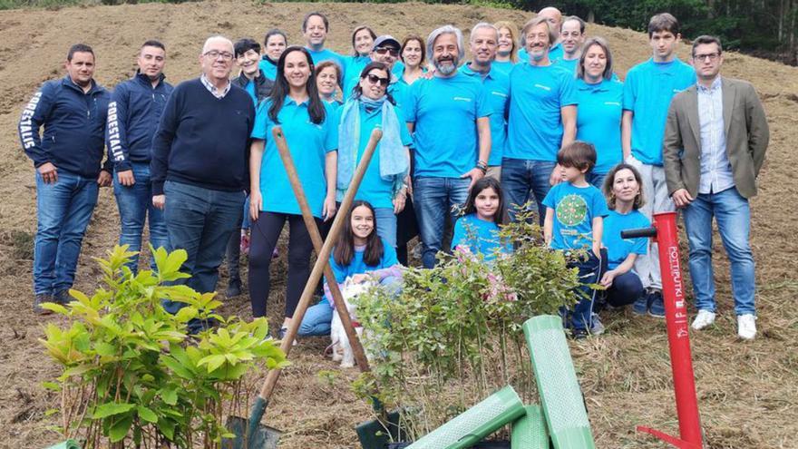 Plantan 69 árbores no monte Eiroa da Baña, onde se clausurara un vertedoiro