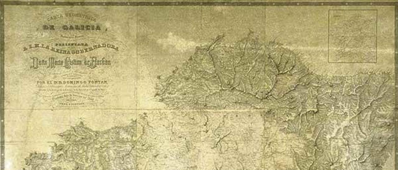 Reproducción do mapa de Galicia de Domingo Fontán (1834).