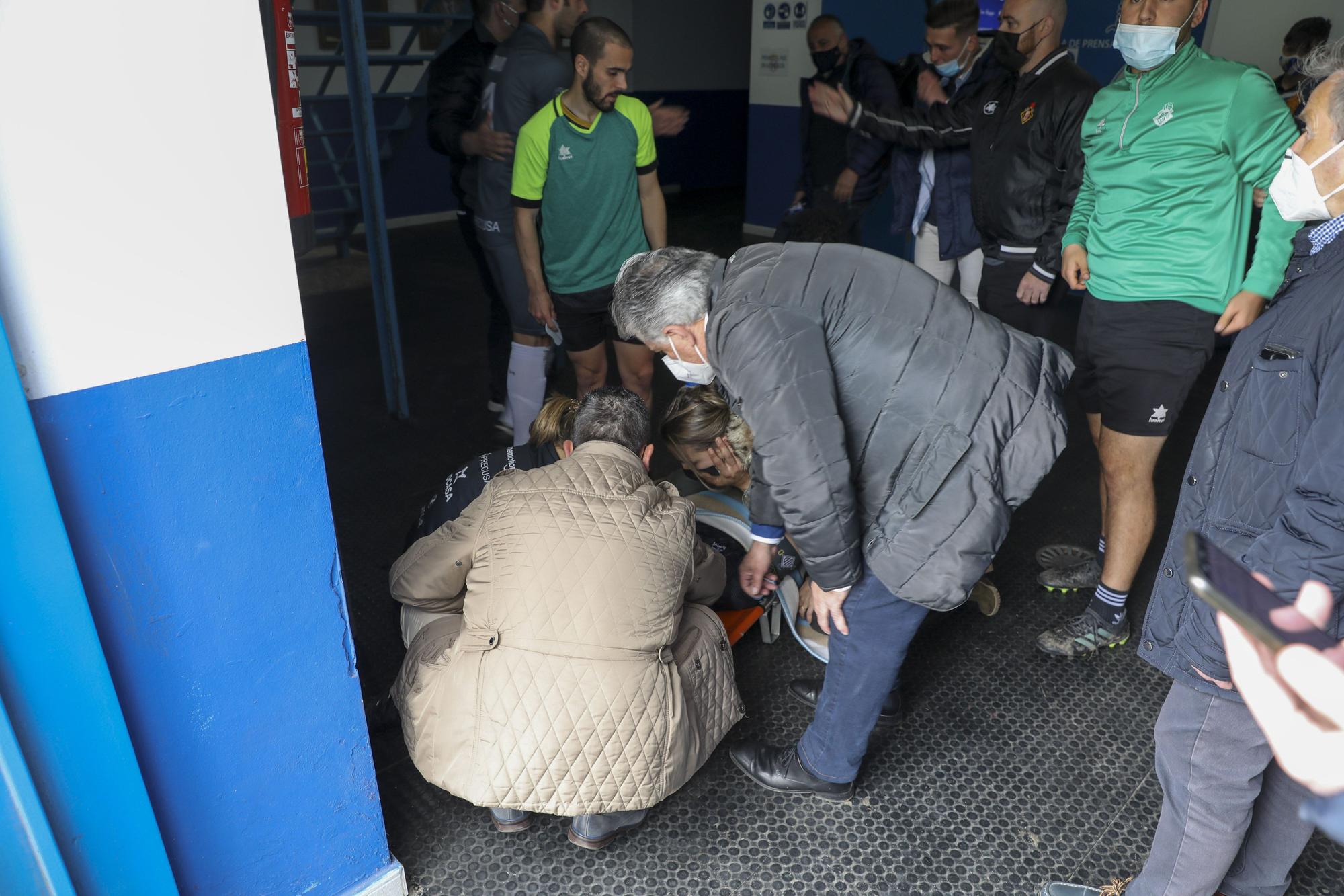 El Suárez Puerta se queda helado con la grave lesión de Cristian, jugador del Caudal