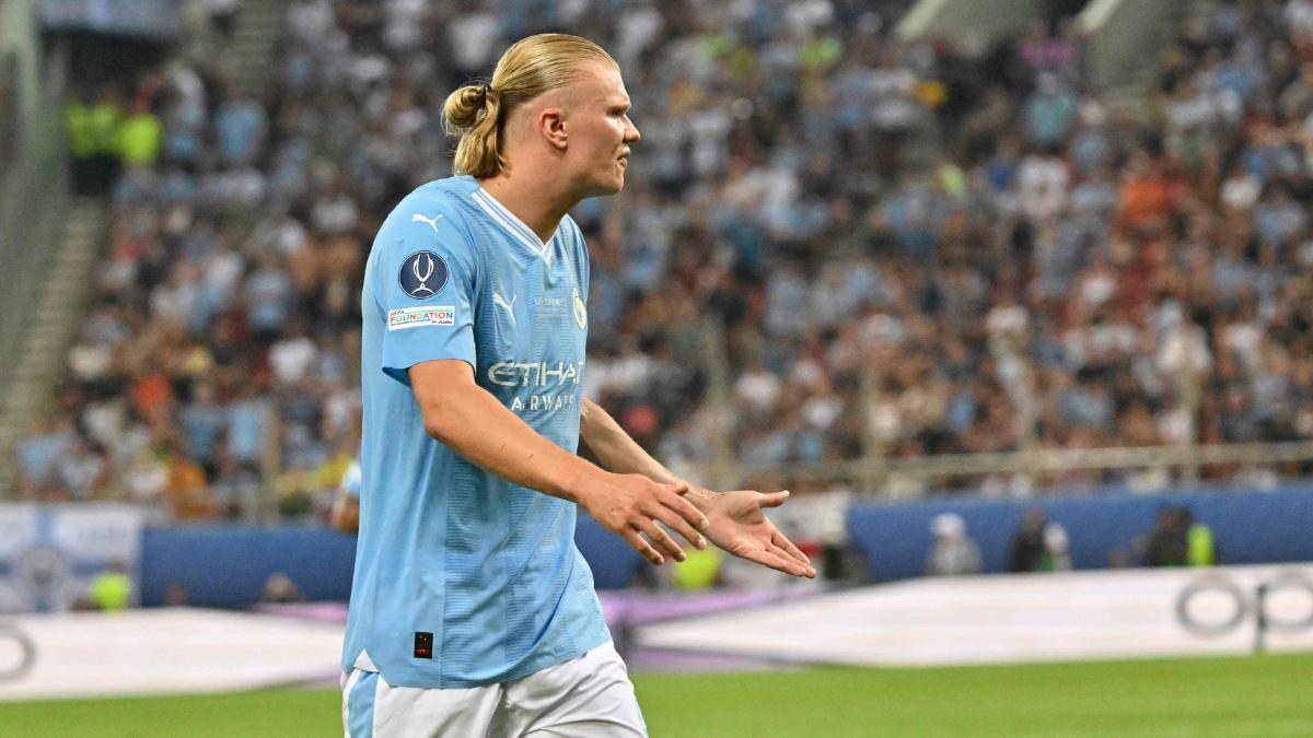 Erling Haaland en un partido disputado con el Manchester City