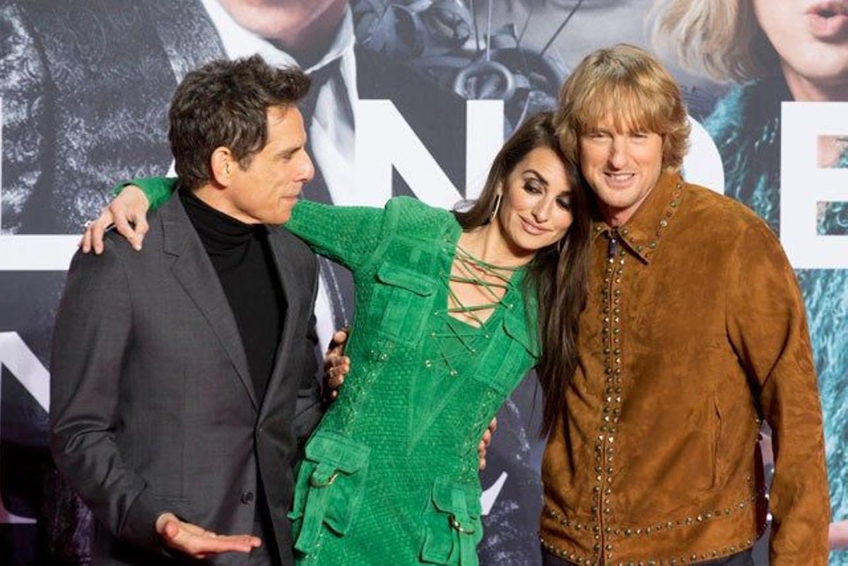 Ben Stiller, Penélope Cruz y Owen Wilson, en el estreno de 'Zoolander 2' en Berlín