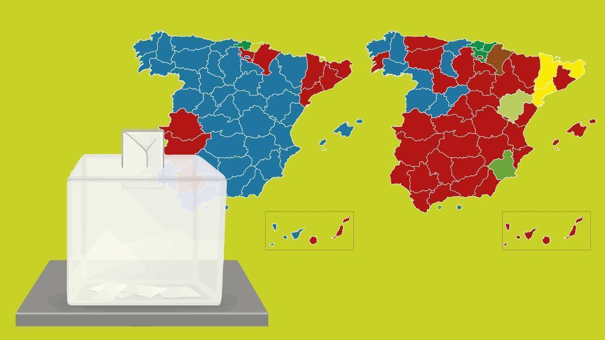 Así ha cambiado el mapa político de España desde 1977.