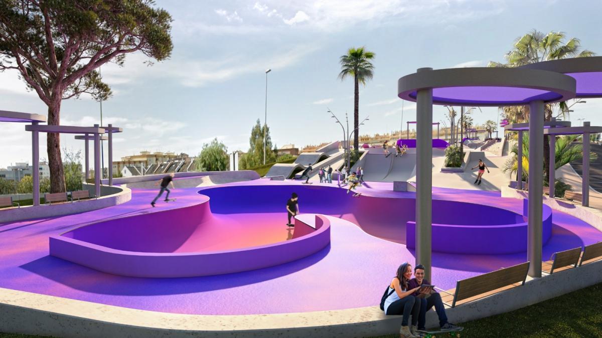 Una recreación 3D del nuevo Skate Park en la zona de Trapiche Norte, cuya obra ha licitado el Ayuntamiento de Marbella