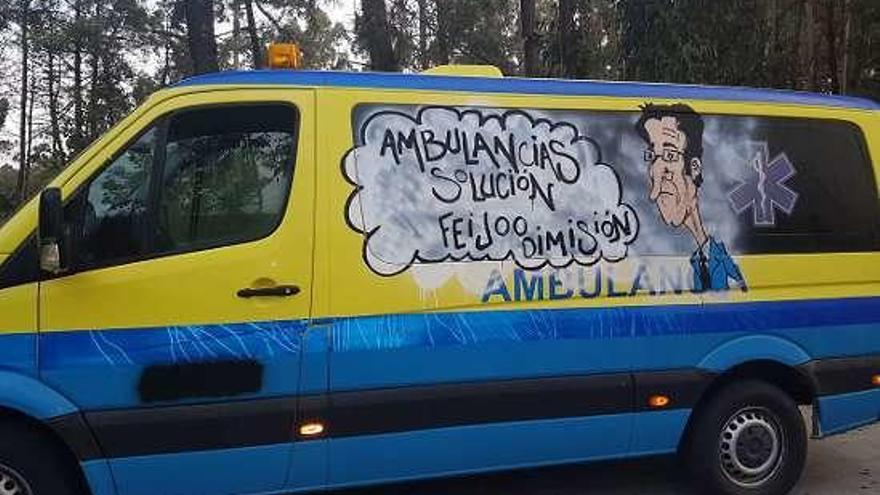 Más paros y pintadas en la nueva jornada de huelga de ambulancias en Pontevedra