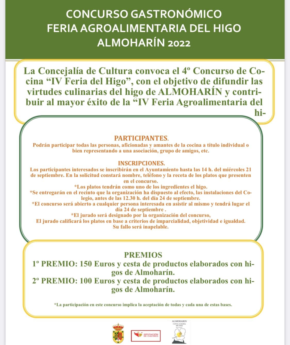 Cartel del Concurso Gastronómico de la Feria Agroalimentaria del Higo.
