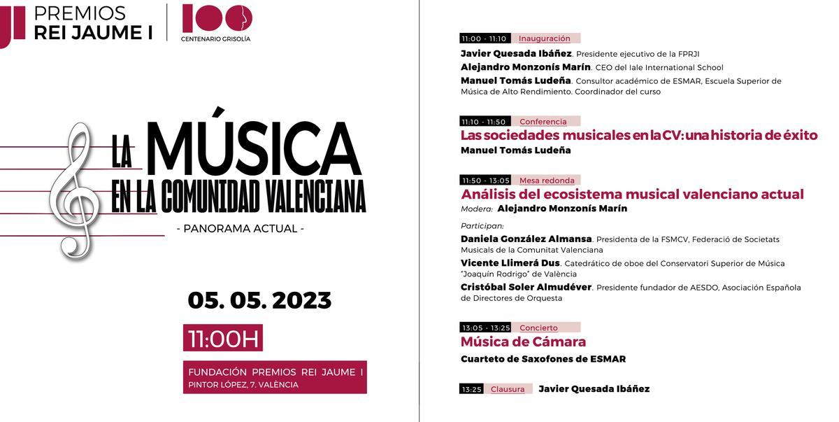 Programa de la jornada ‘La música en la Comunidad Valenciana. Panorama actual’.