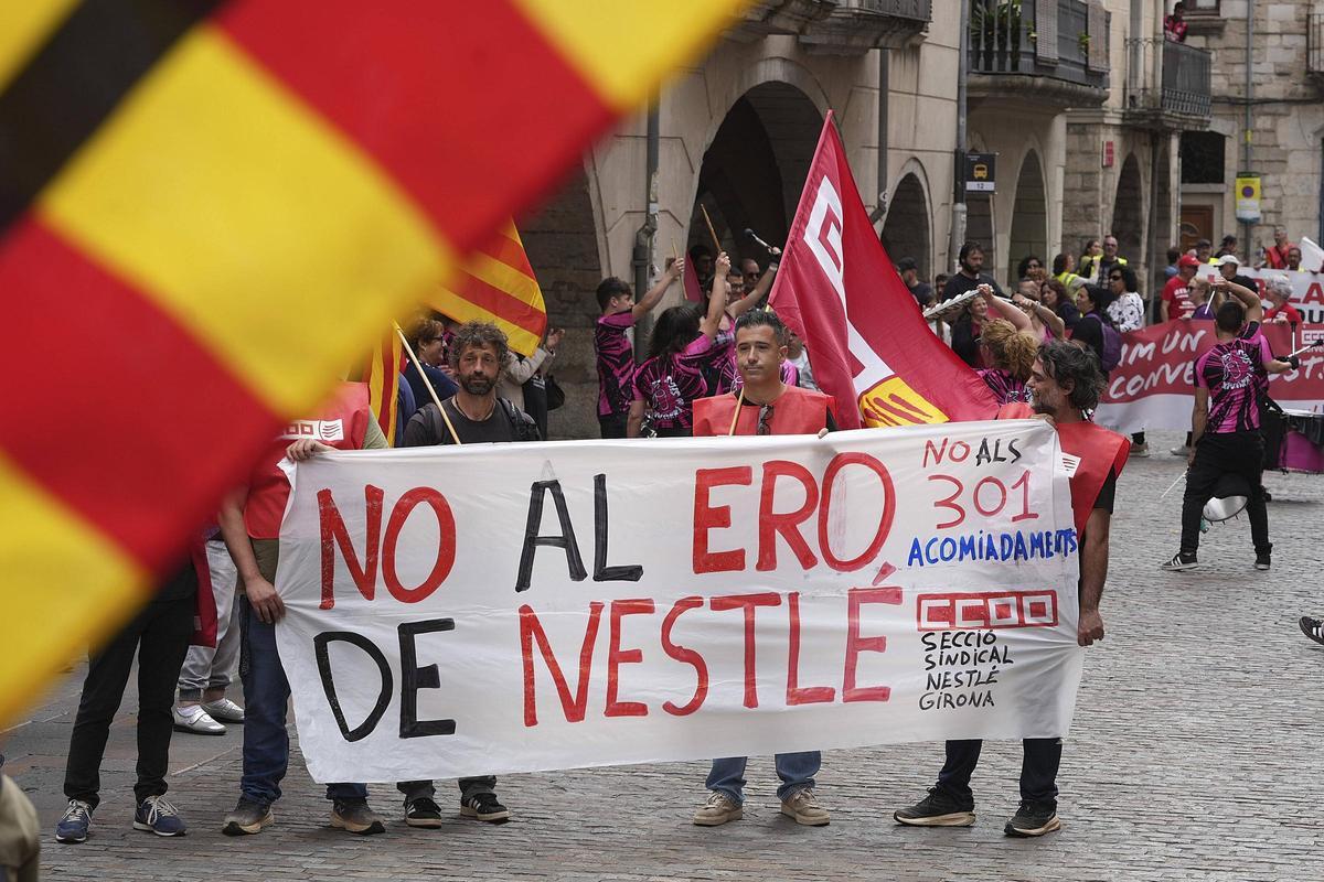 Les imatges de la manifestació de l'1 de maig a Girona
