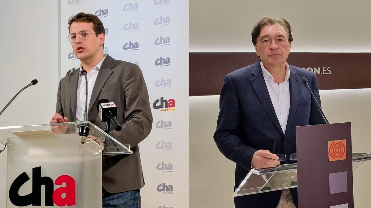 Pueyo (CHA) y Guitarte (Teruel Existe), en sendas imágenes de archivo.