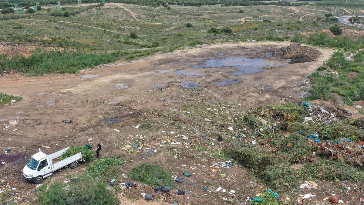 Torrevieja usa el parque abandonado del Alto de la Casilla como vertedero de toneladas de podas y algas/Imágenes del 9 de mayo de 2022