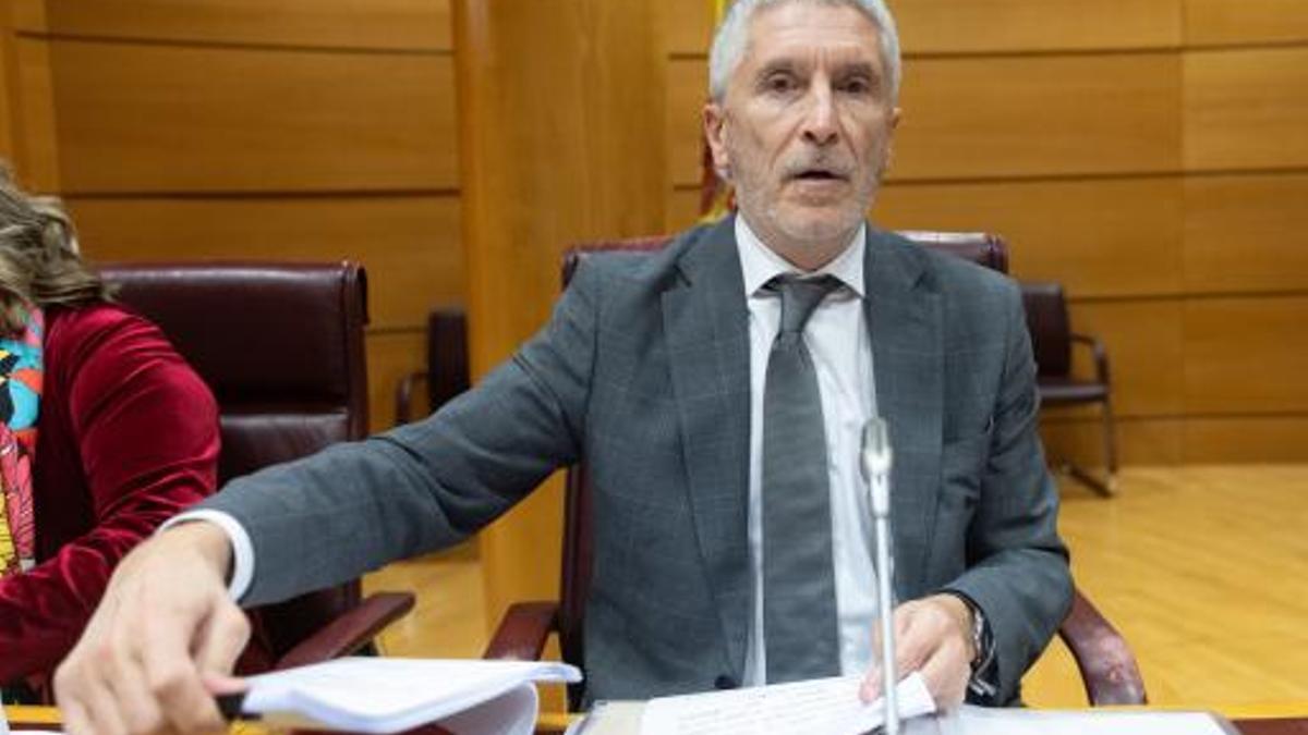 El ministro del Interior, Fernando Grande  Marlaska , ante la comisión de Interior en el Senado.